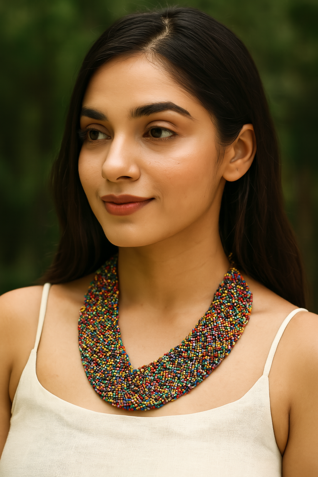 Twisted Multi-Color Beads Handmade Necklace