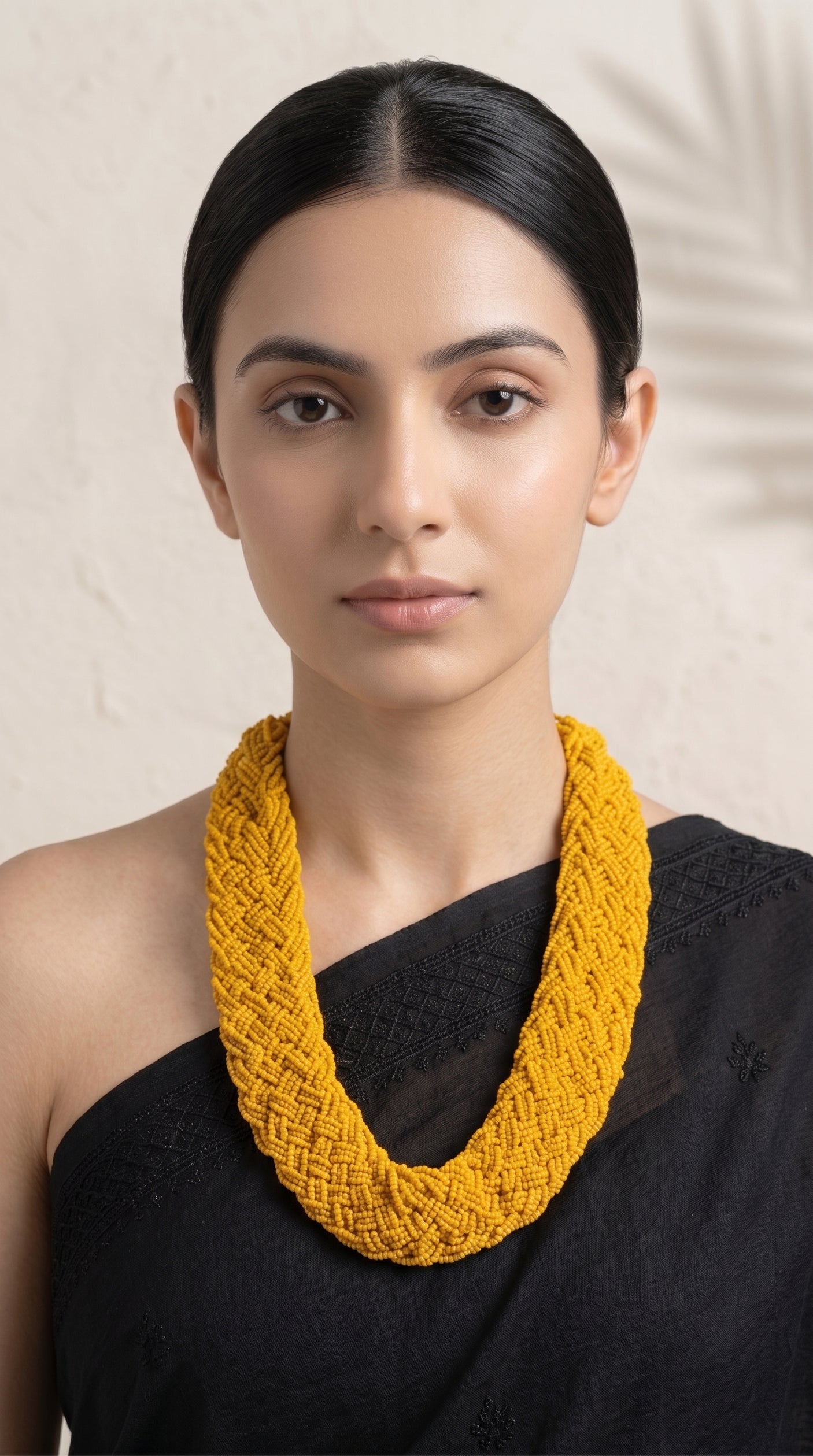 Twisted Yellow Beads Handmade Necklace