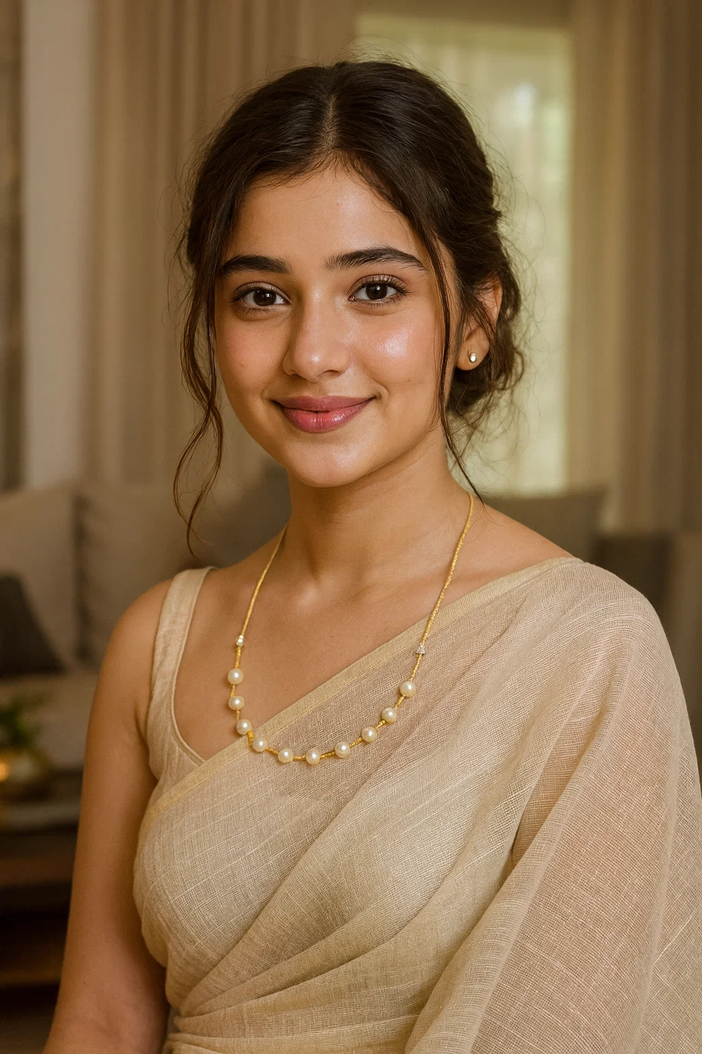 Pearls Embedded Gold Finish Hasli Choker Necklace Set