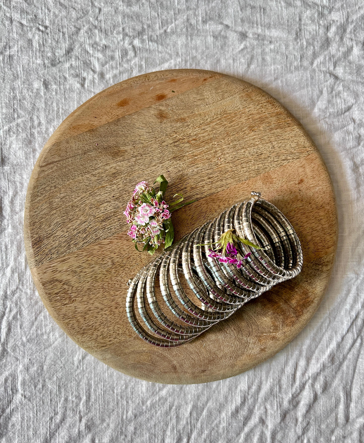 Oxidised Finish Silver Spiral Design Bangles