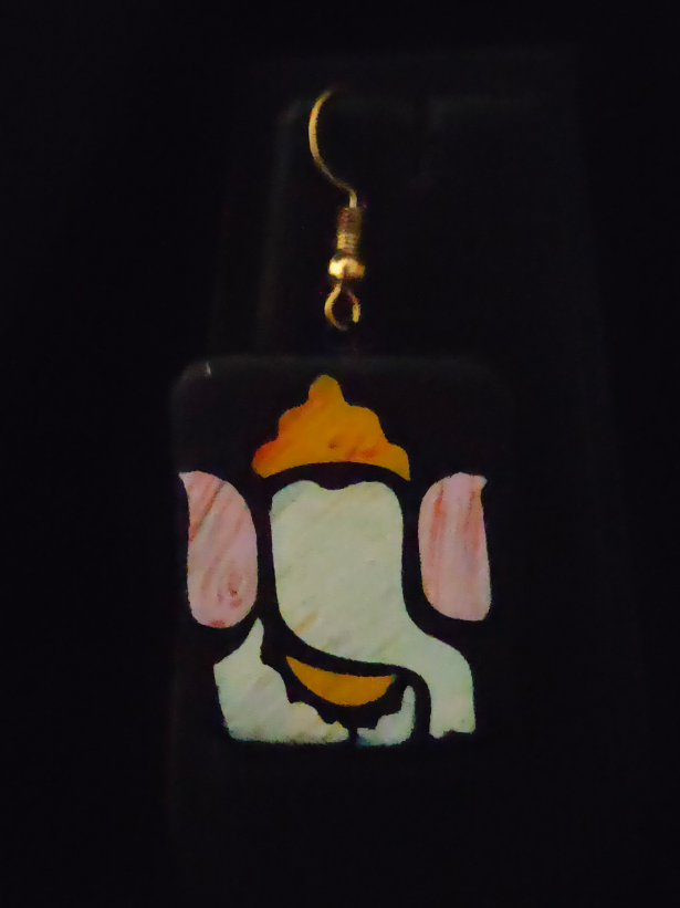 Handmade Ganesha Terracotta Necklace Set with Green Thread Closure