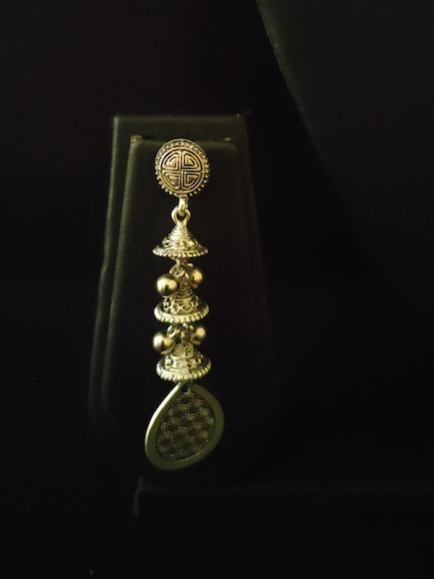 Metal Choker Necklace Set with Multiple Long Metal Beads Strands