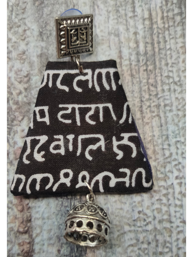 Mantra Printed Fabric and Metal Dangler Earrings