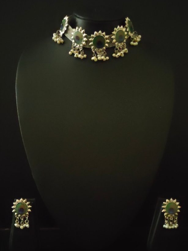 Peacock Motif Choker Necklace Set