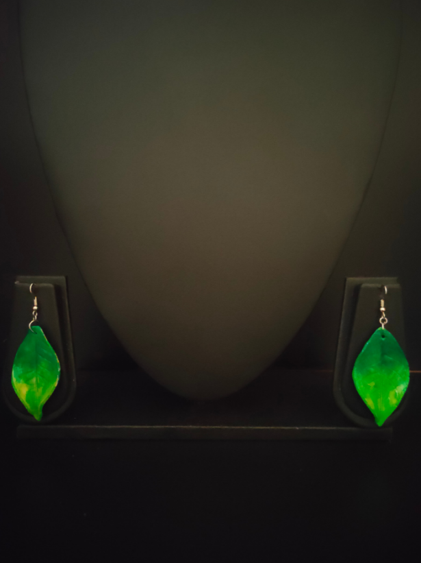 Terracotta Clay Hand Painted Leaf Earrings