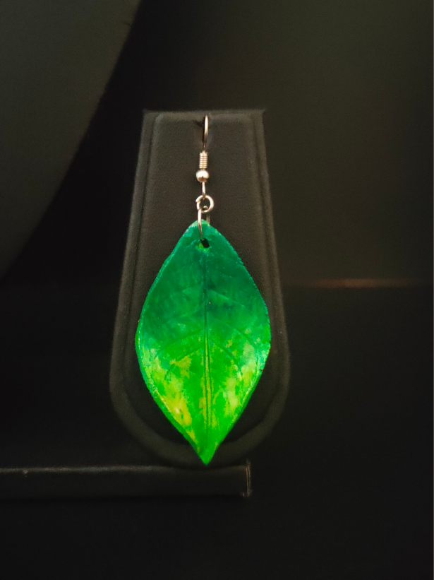 Terracotta Clay Hand Painted Leaf Earrings