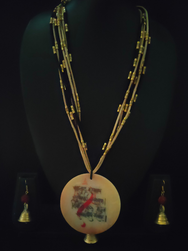 Handcrafted Mantra Printed Pure Marble Necklace Set
