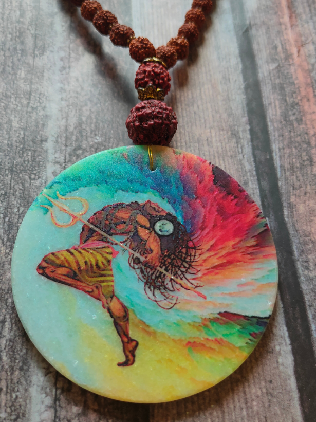 Handcrafted Lord Shiva Printed Printed Pure Marble Necklace Set