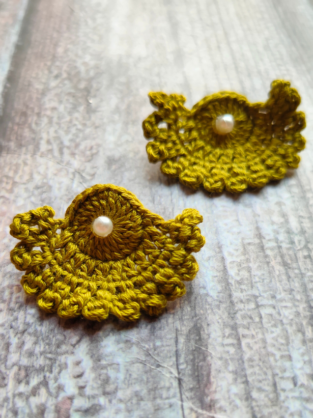Mehendi Green Hand Knitted Crochet Earrings