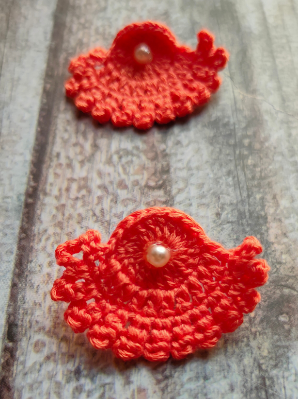 Orange Hand Knitted Crochet Earrings