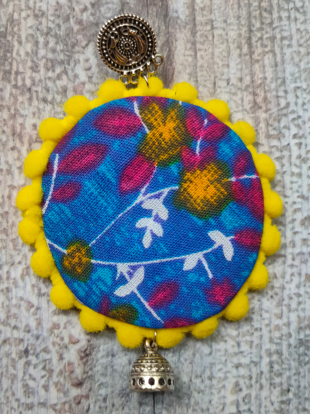 Fabric Earrings with Metal Jhumka Danglers