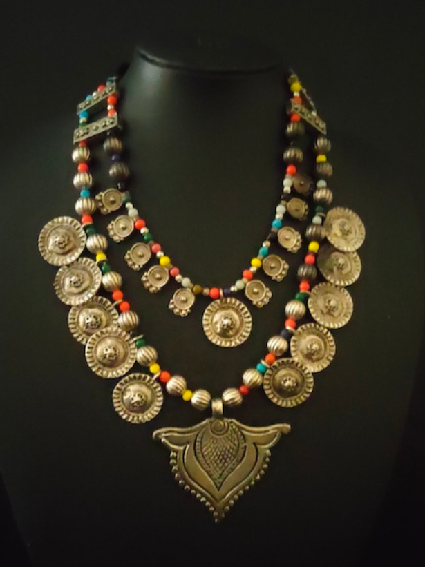 2 Layer Metal and Multi-Color Beads Necklace