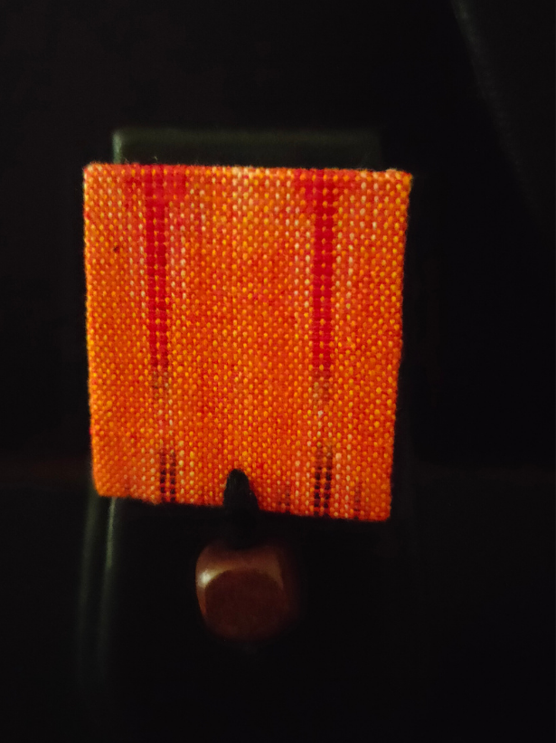 Orange Ikat Fabric Necklace Set with Wooden Beads Strands and Thread Closure