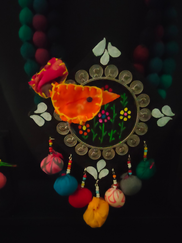 3 Layer Fabric Beads Hand-Painted Necklace Set