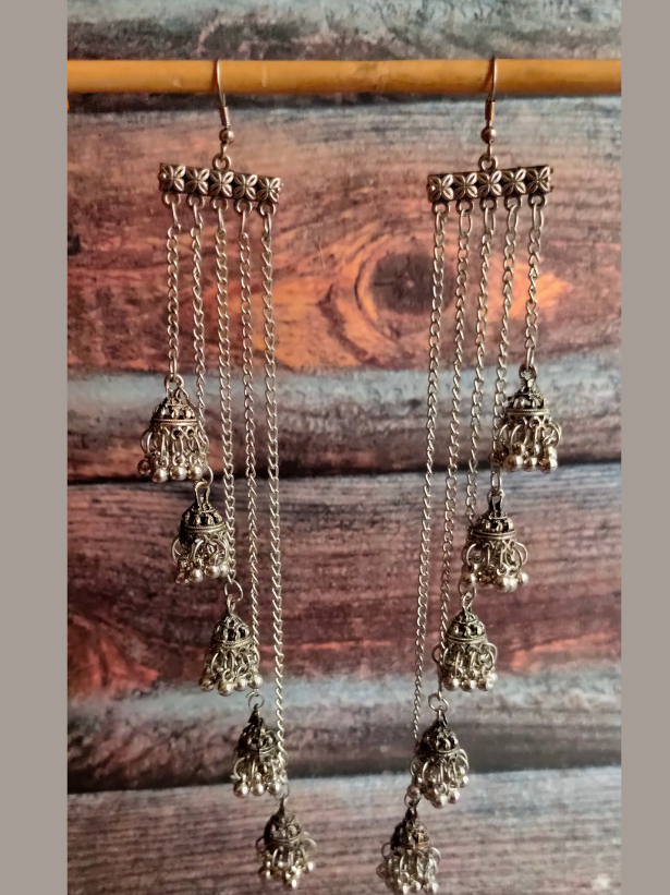 Multiple Strands Dangler Jhumka Earrings