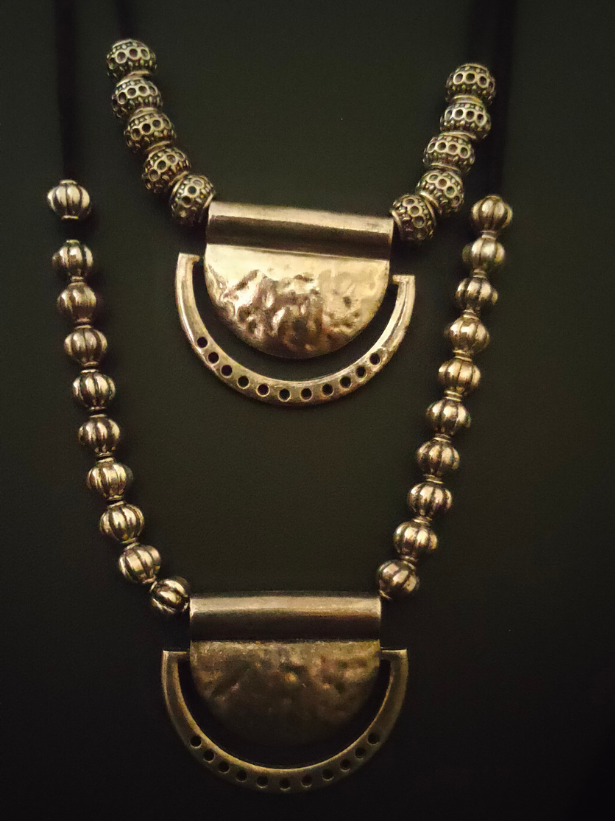 2 Layer Necklace Set with Metal Beads and Pendants