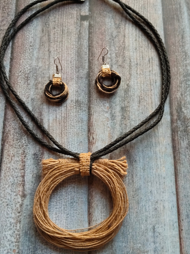 Handcrafted Eco-Friendly Twisted Rope & Jute Necklace Set