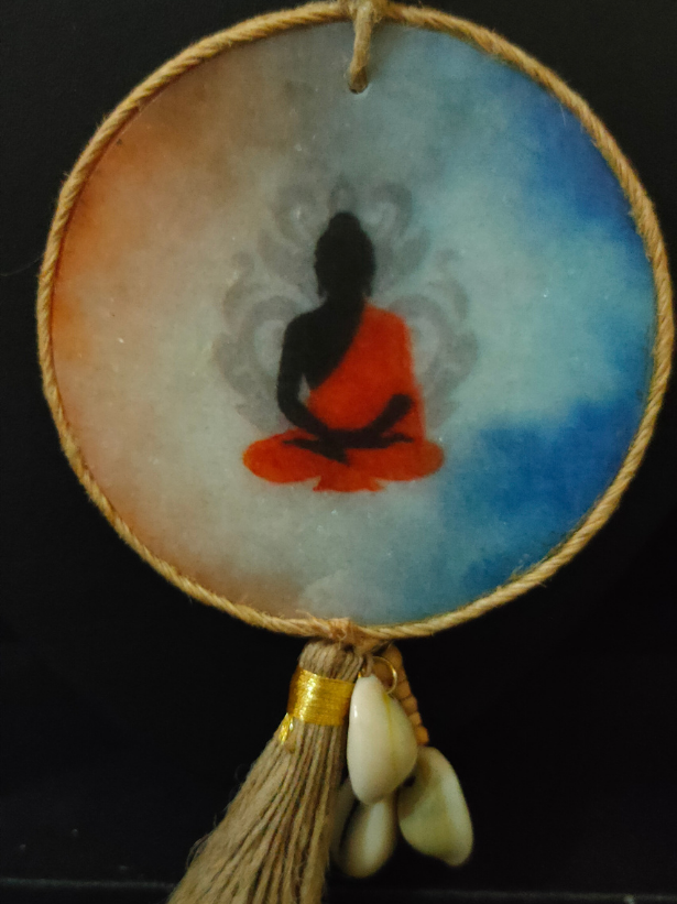 Buddha Printed Pure Marble Necklace Set with Shells and Thread Closure