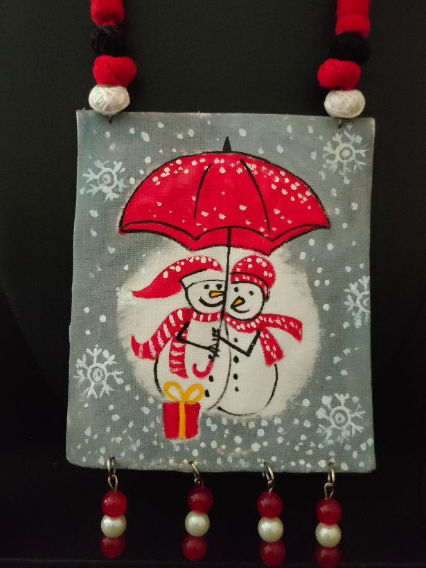 Hand Painted Christmas Necklace Set