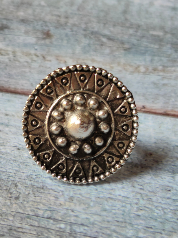 Statement Warrior Oxidised Silver Ring (Adjustable)