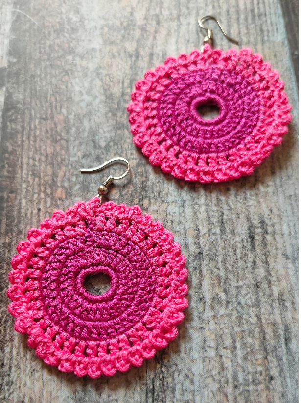 Shades of Pink Hand Knitted Crochet Earrings