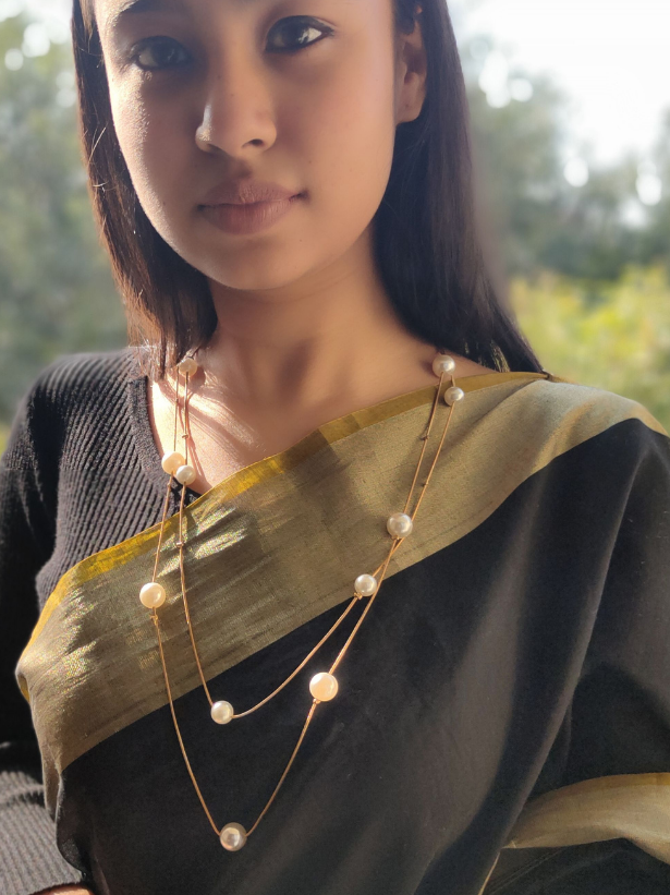 Gold Plated Pearl Chain Necklace