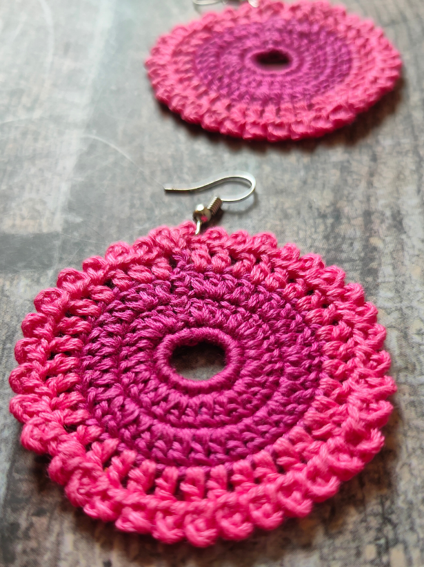 Shades of Pink Hand Knitted Crochet Earrings