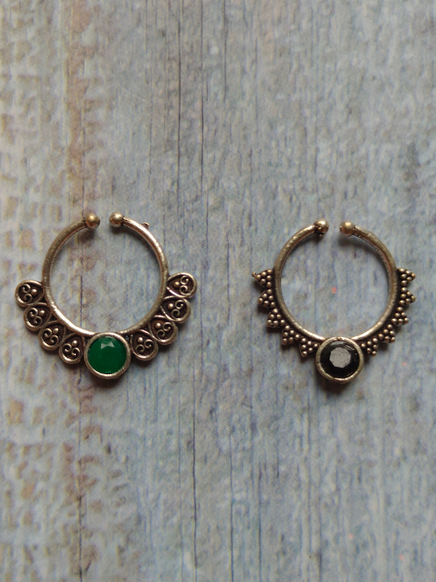 Set of Two Oxidised Silver Septum Nosepins