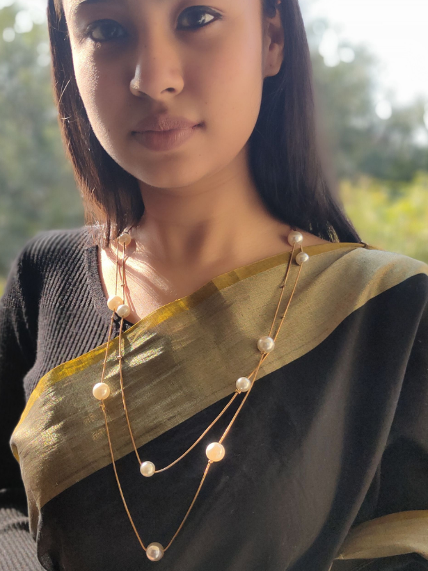 Gold Plated Pearl Chain Necklace