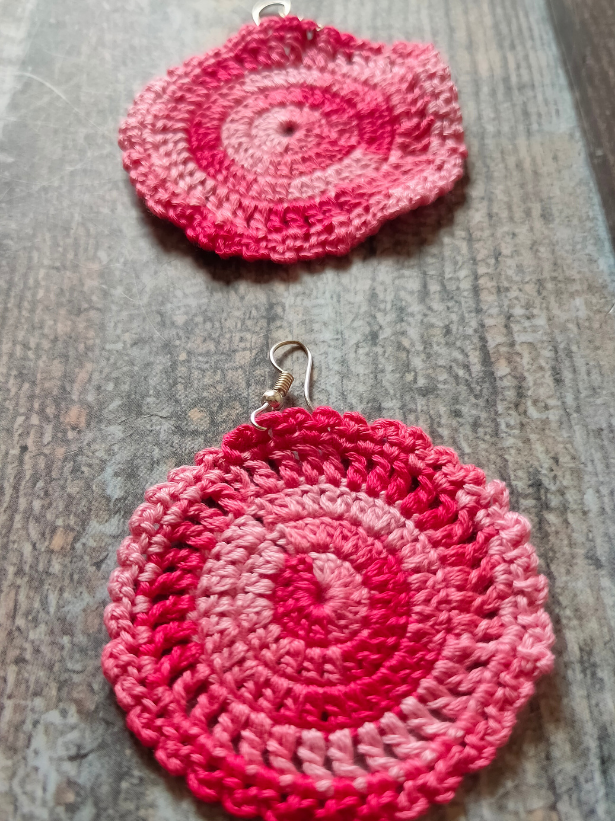 Shades of Pink Hand Knitted Crochet Earrings