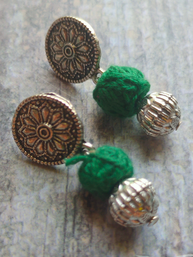 Fabric Beads and Coins Necklace Set with Warrior Metal Pendant