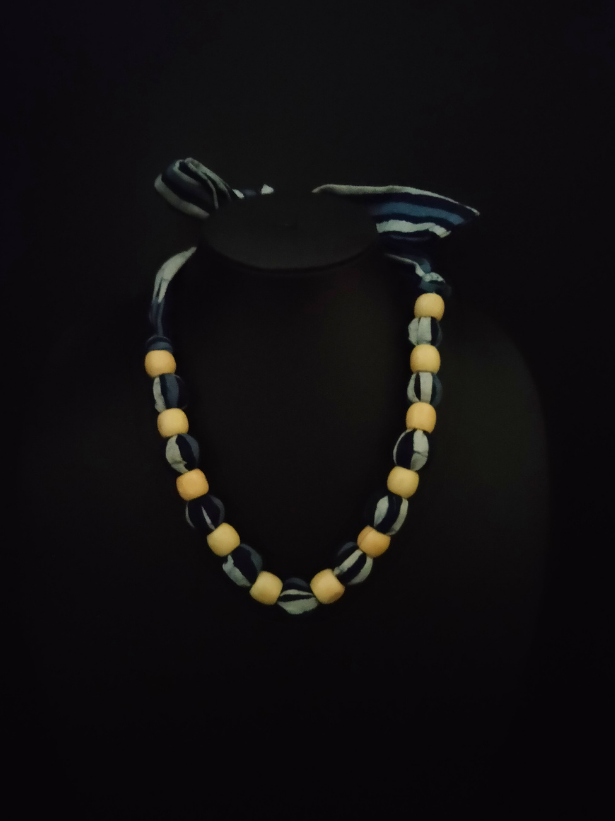 Fabric Beads Tie-Up Necklace Set
