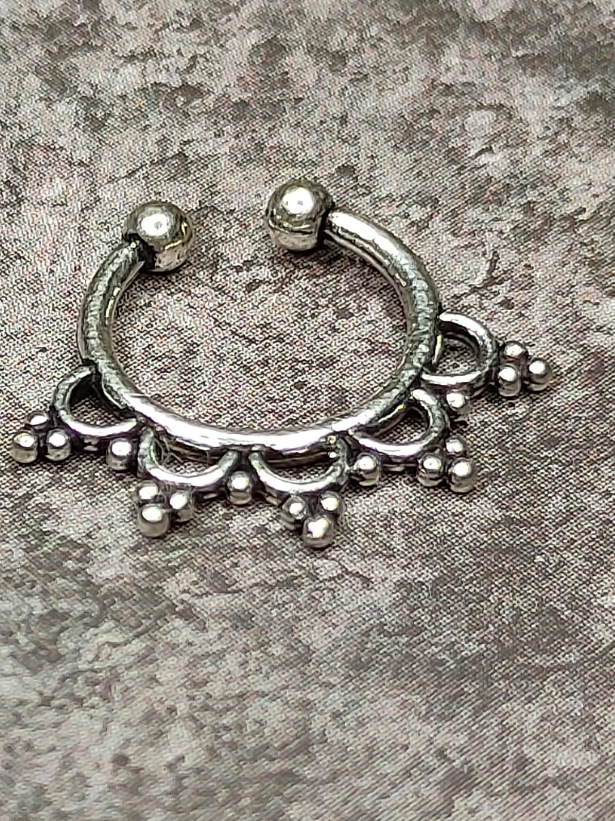 Three Oxidised Silver-Plated Tribal Septum Nosepins