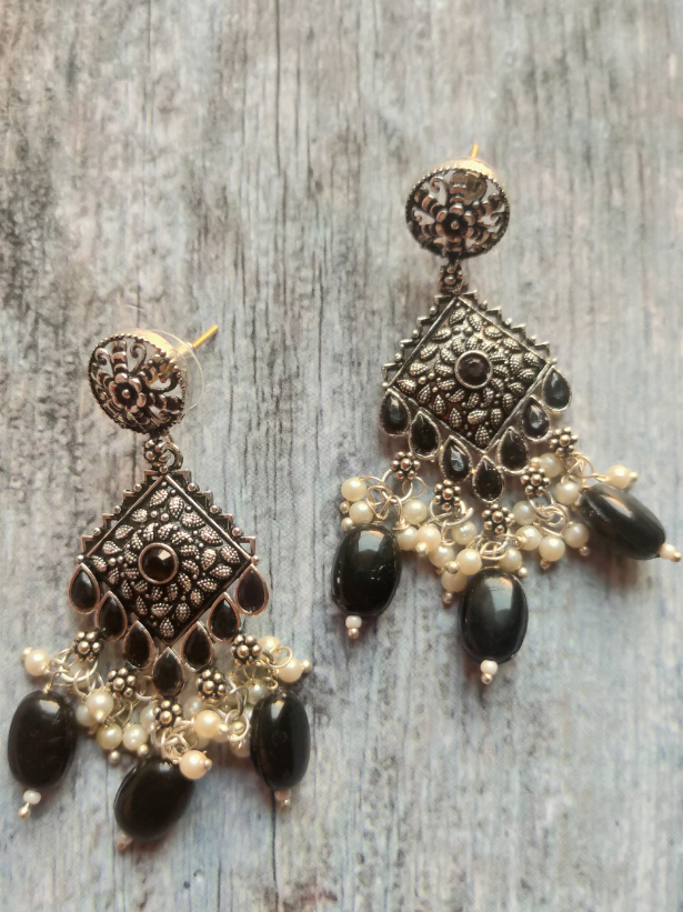 Princess Crown Choker Necklace Set with Stones and Statement Earrings