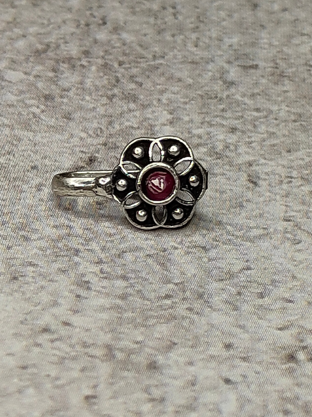 Three Stone Studded Oxidized Silver-Plated Tribal Clip On Nosepin