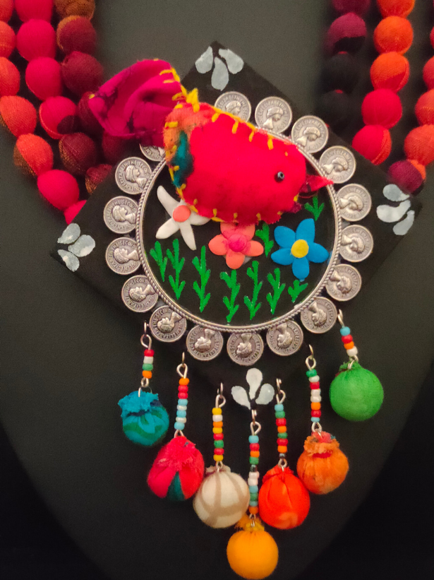 3 Layer Fabric Beads Hand-Painted Necklace Set