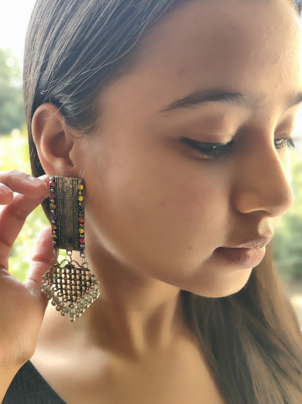 Long Mesh Dangler Earrings