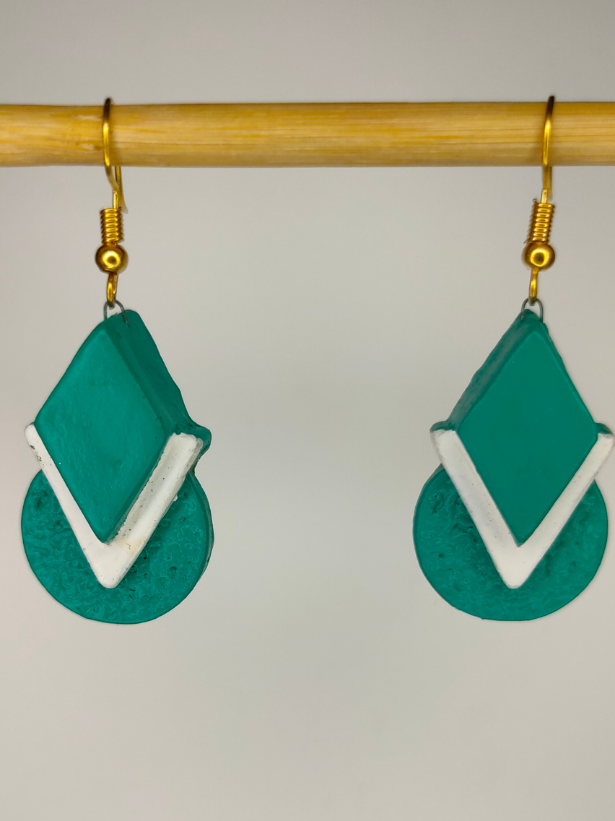 Turquoise Handcrafted Terracotta Drop Earrings