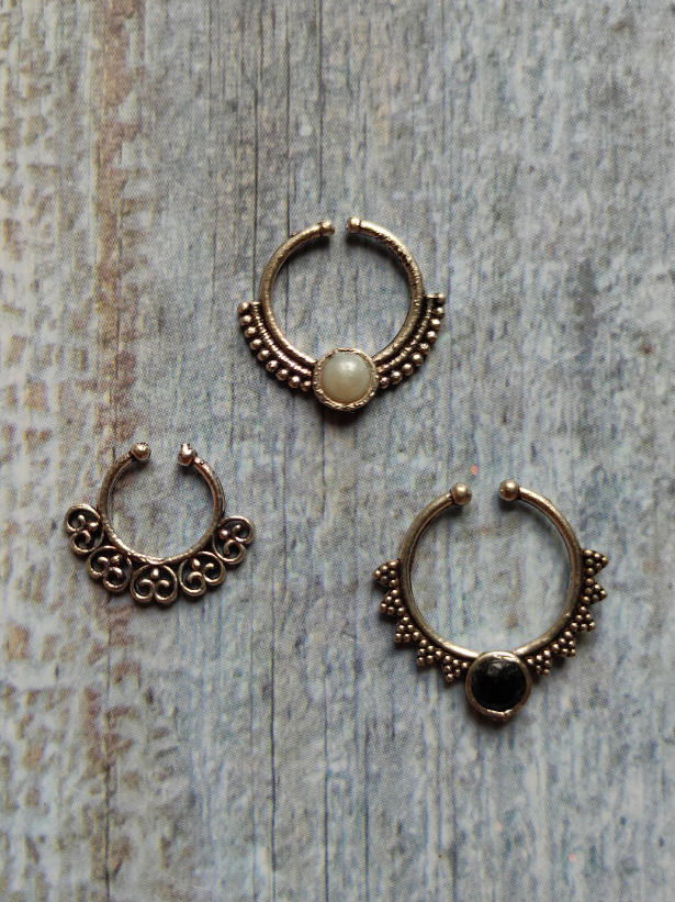 Set of Three Oxidised Silver Septum Nosepins