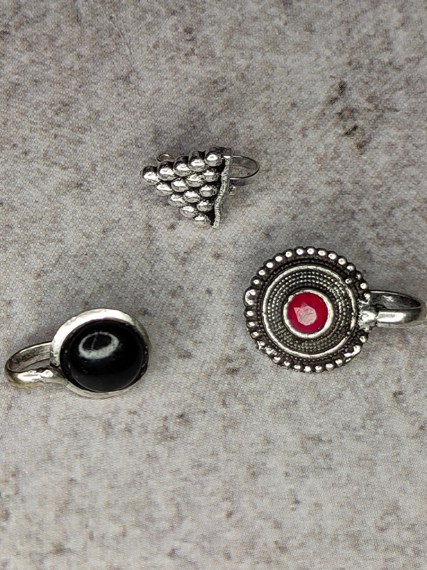 Three Oxidized Silver-Plated Clip On Nosepin