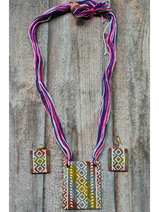 Handcrafted Multi-Color Shaded Clay Necklace Set