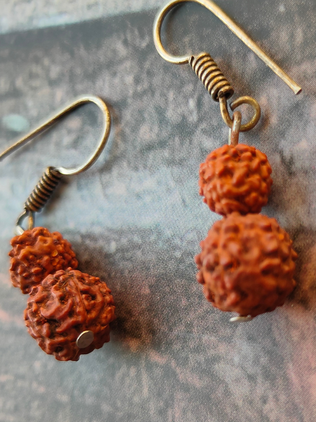 Mantra Printed Fabric, Metal and Rudraksha Necklace Set