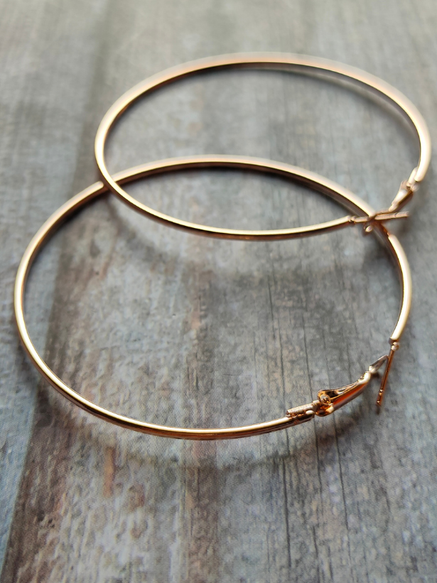 Rose Gold Silver Hoop Dangler Earrings