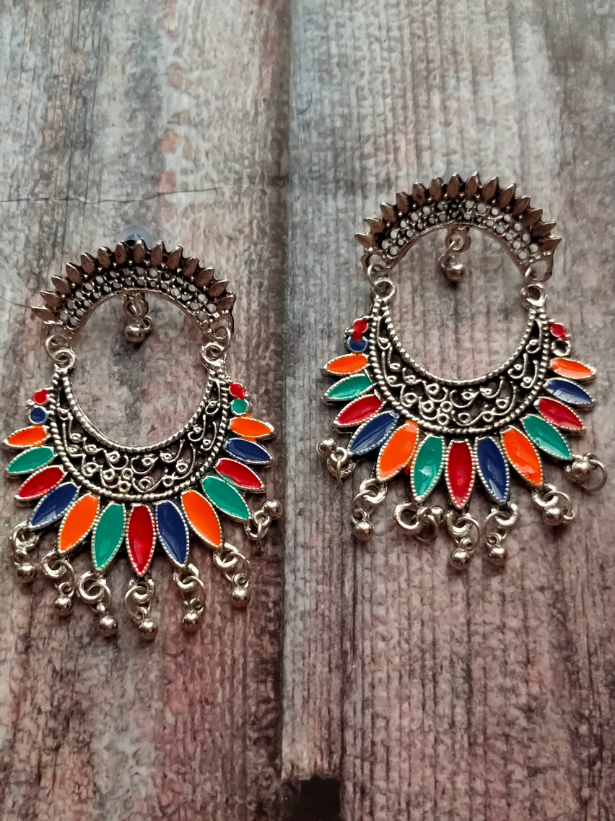 Multi-Color Statement Afghani Earrings