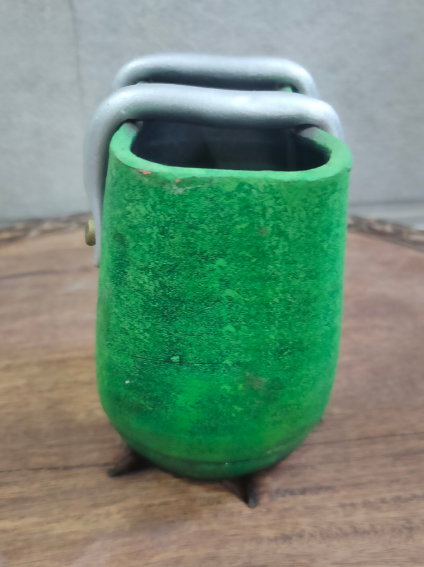 Green Basket Shape Handcrafted Modern Terracotta Clay Pot