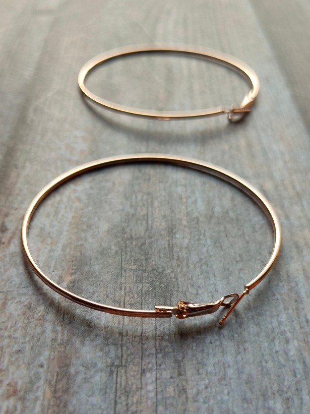 Rose Gold Silver Hoop Dangler Earrings