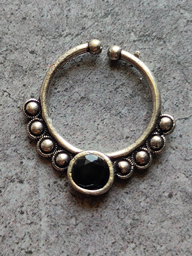 Four Oxidised Silver Tribal Septum Nosepins