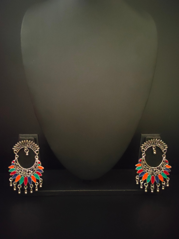 Multi-Color Statement Afghani Earrings