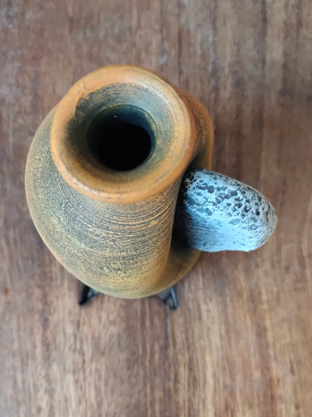 Earthy Brown with Shades of Yellow and Black Handcrafted Terracotta Clay Pot