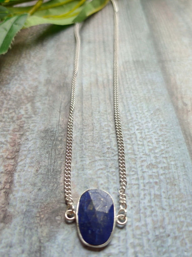 Lapis Lazuli Oval Cut Gemstone Jewelry Necklace 16'' to 18''
